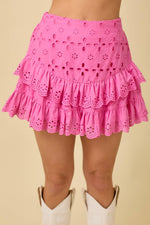 Eyelet Ruffle Mini Skort