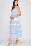 Striped Floral Lace Tube Dress