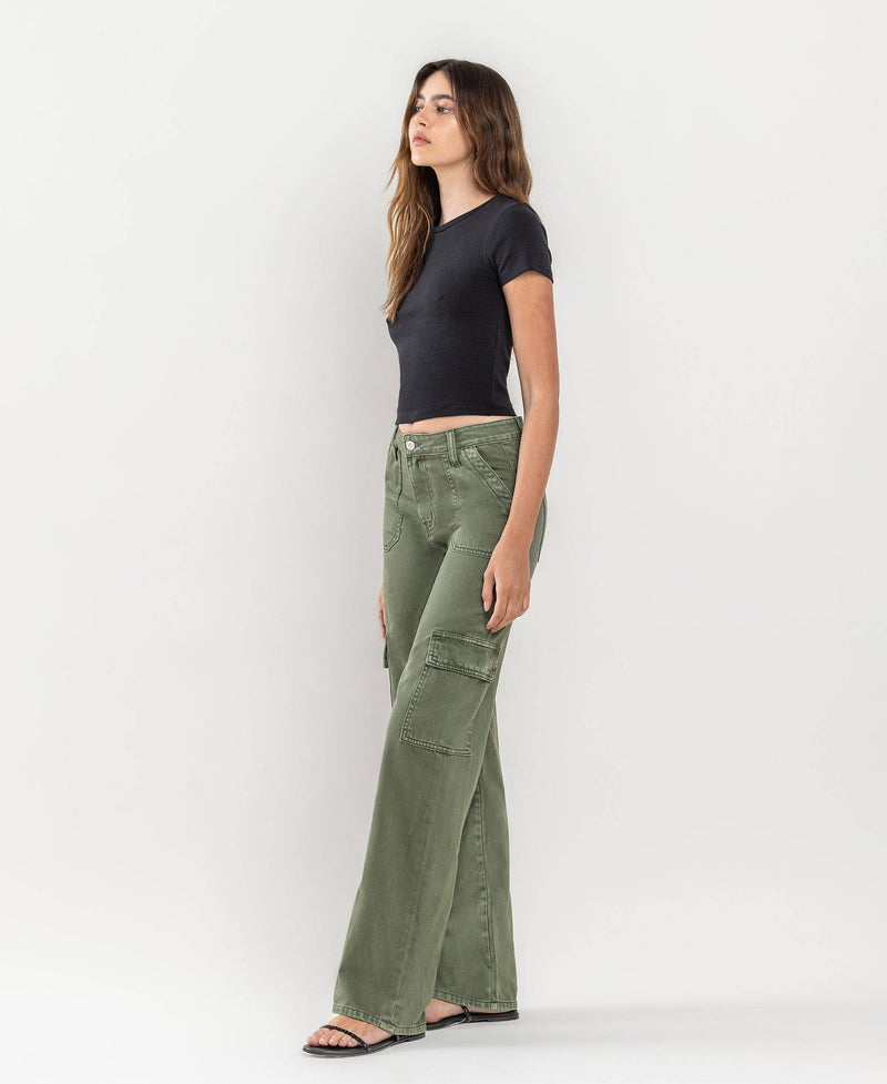 HIGH RISE UTILITY CARGO WIDE JEANS