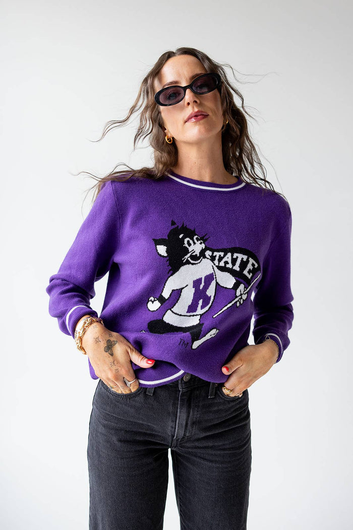Kansas State Purple Striped Sweater