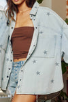 Star Print Washed Denim Jacket