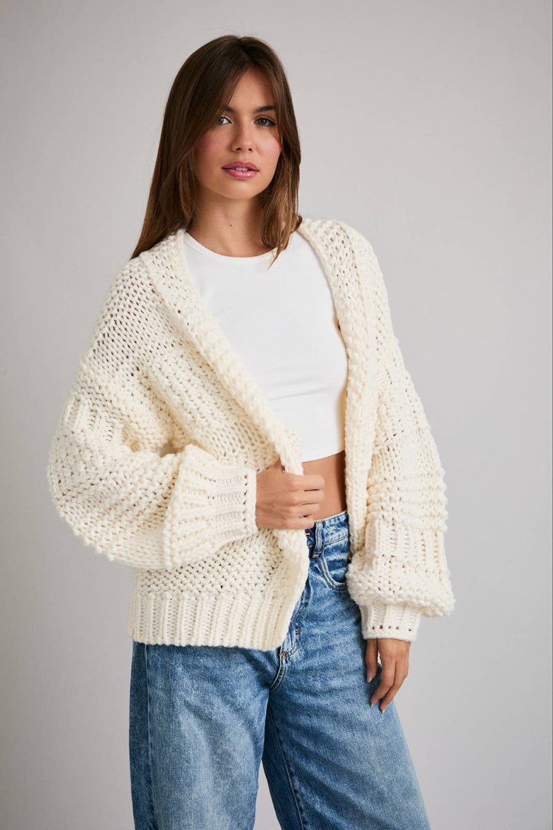 OVERSIZED SWEATER CARDIGAN: Brown