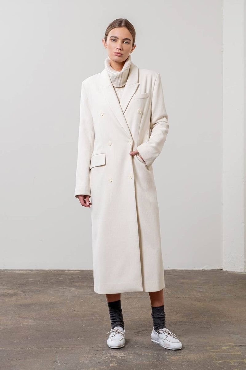 NOTCH COLLAR BUTTON FRONT LONG LINE COAT