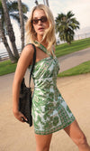 Miki Scarf Print Halter Mini Dress