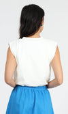 Alisa Padded Shoulder Jersey Bubble Top : White / XS