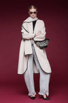 Contrast Trim Wool Blend Scarf Coat