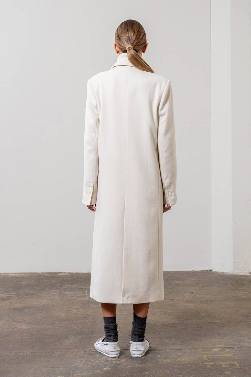 NOTCH COLLAR BUTTON FRONT LONG LINE COAT