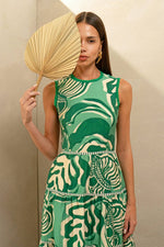 Alva Leaf Print Tiered Maxi Dress