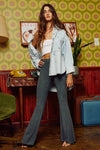 Star Print Washed Denim Jacket