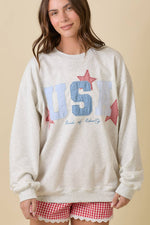 USA Patchwork Oversized Crewneck Top