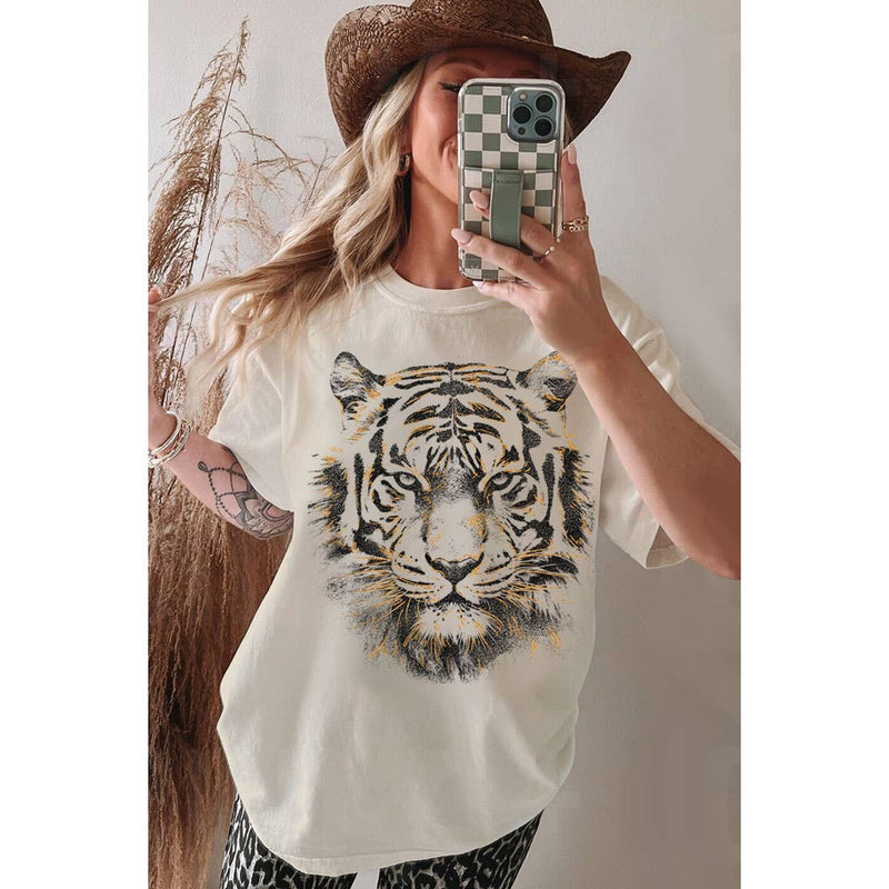 TIGER BIG FACE FOIL OVERSIZED MINERAL T-SHIRT