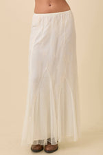 Mesh Midi Skirt With Contrasting Godet Ruffle
