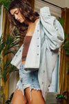 Star Print Washed Denim Jacket