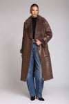 Faux Shearling Midi Wrap Coat