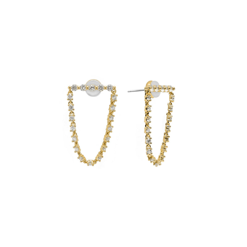 18K Gold Tennis Drop Earrings