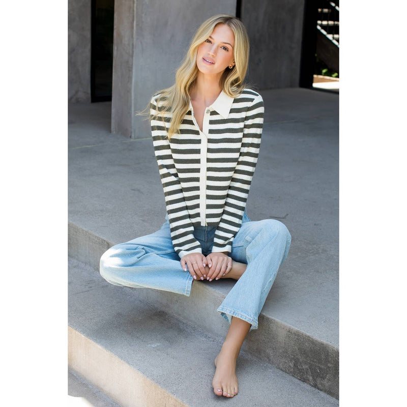 Collar Striped Knit