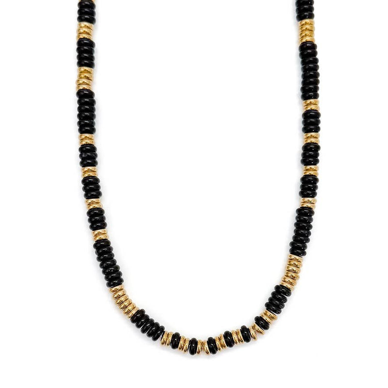 Joan Multi Color Beaded Stone Necklace: BLACK
