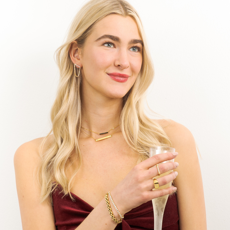 18K Gold Tennis Drop Earrings