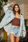 Star Print Washed Denim Jacket