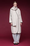 Contrast Trim Wool Blend Scarf Coat