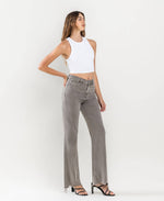 90'S VINTAGE SUPER HIGH RISE HEM DETAIL FLARE JEANS