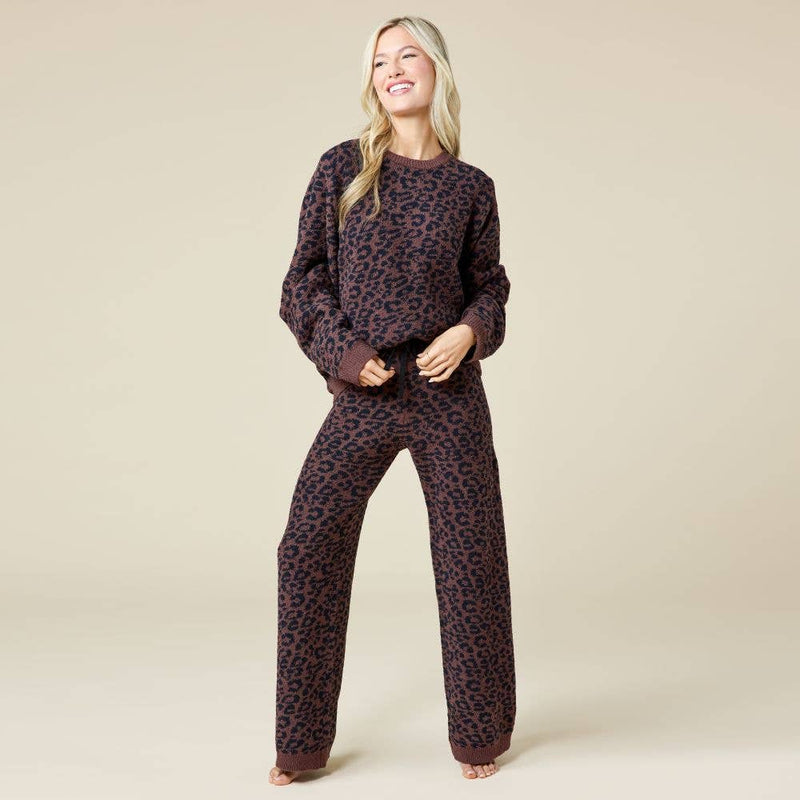 Marshmallow Leopard Crew Neck Lounge Set
