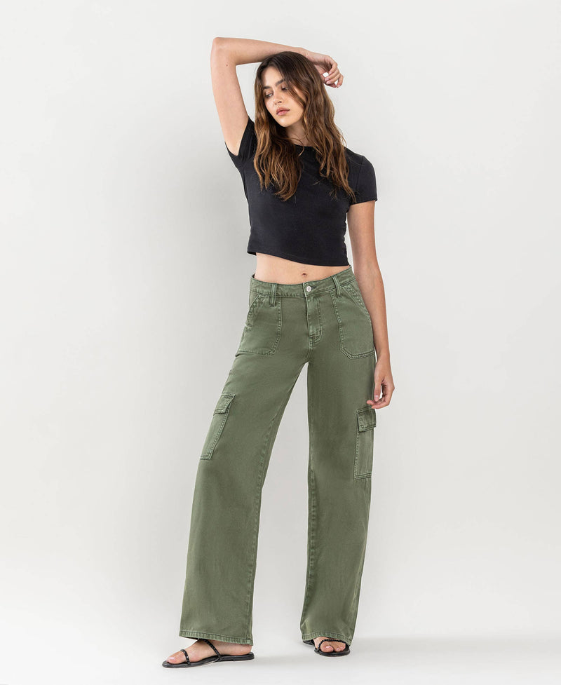 HIGH RISE UTILITY CARGO WIDE JEANS