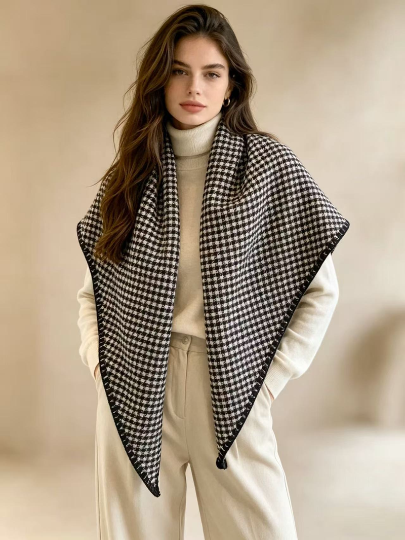Houndstooth Triangle Wrap