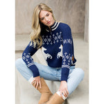 Horse Knit Half Up Zipper Sweater
