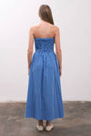 STRIPE STRAPLESS MIDI SUNDRESS