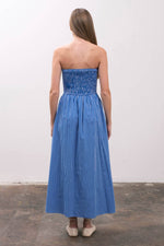 STRIPE STRAPLESS MIDI SUNDRESS