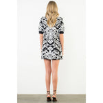 Jacquard Knit High Neck Mini Dress