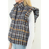 Ruffle Shoulder Plaid Tweed Vest