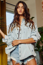 Star Print Washed Denim Jacket