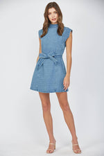 CUT OUT WASHED DENIM DRESS