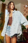 Star Print Washed Denim Jacket