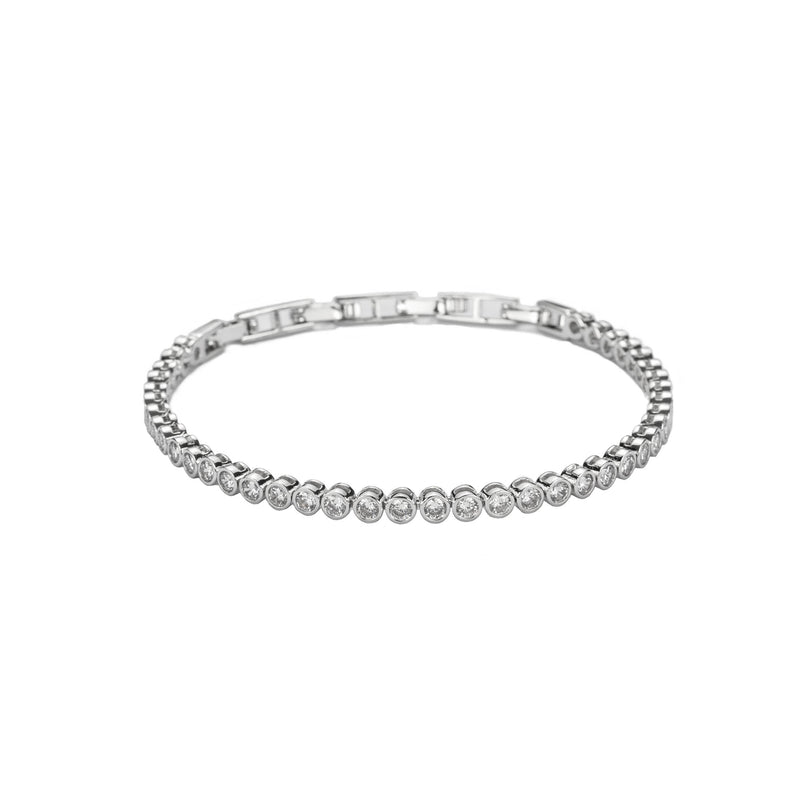 Demi-Fine Silver Diamond Tennis Bracelet
