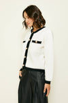 BON SHORT CARDIGAN: Ivory/Black / S