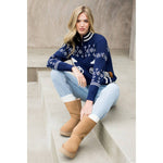 Horse Knit Half Up Zipper Sweater