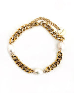 Blinny Cuban Chain Pearl Bracelet: THIN