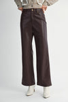 Faux Leather Pants - Chocolate