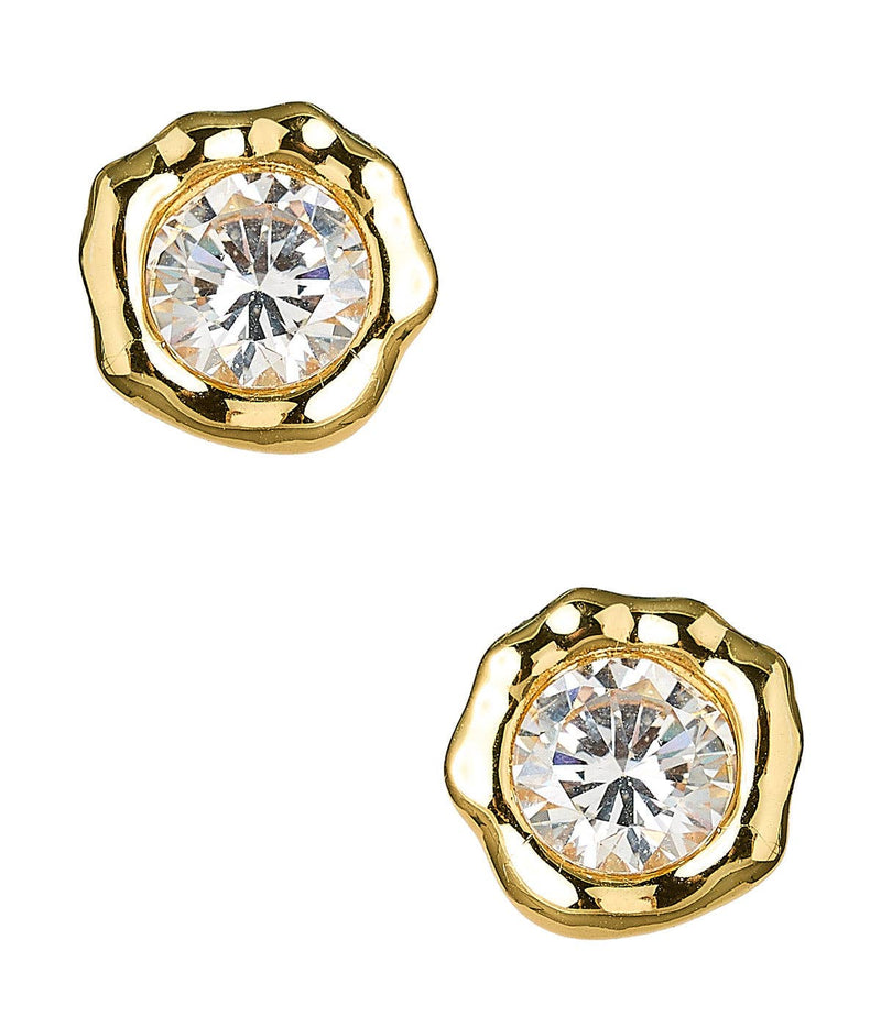 Margot- Bezel Textured Earring- 18K Plated