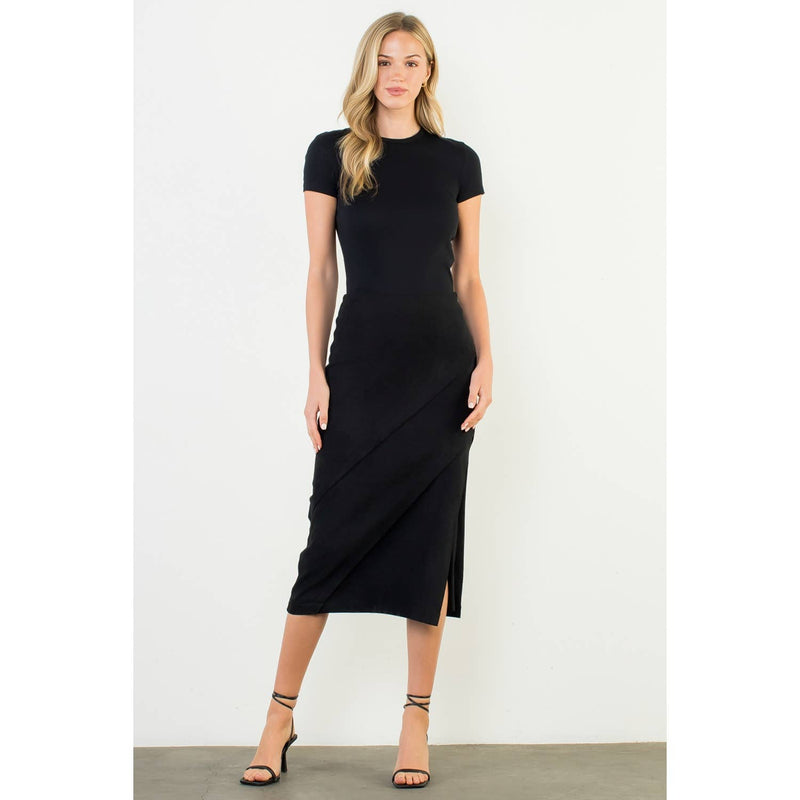 Suede Wrap Detail Midi Skirt