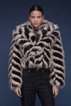 Chevron Faux Fur Cropped Coat