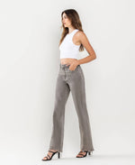 90'S VINTAGE SUPER HIGH RISE HEM DETAIL FLARE JEANS