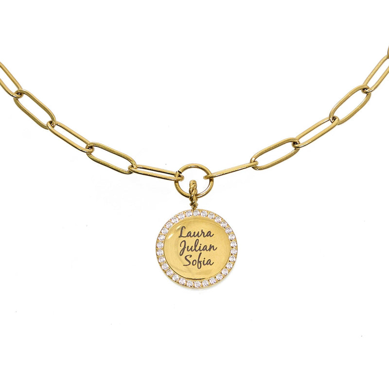 Waterproof Gold Paperclip Coin Necklace