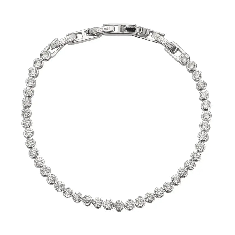 18K Gold Round Brilliant Tennis Bracelet: Silver