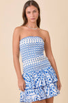 Low Waist Smocking Eyelet Ruffle Summer Mini Dress