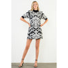 Jacquard Knit High Neck Mini Dress