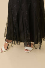 Mesh Midi Skirt With Contrasting Godet Ruffle